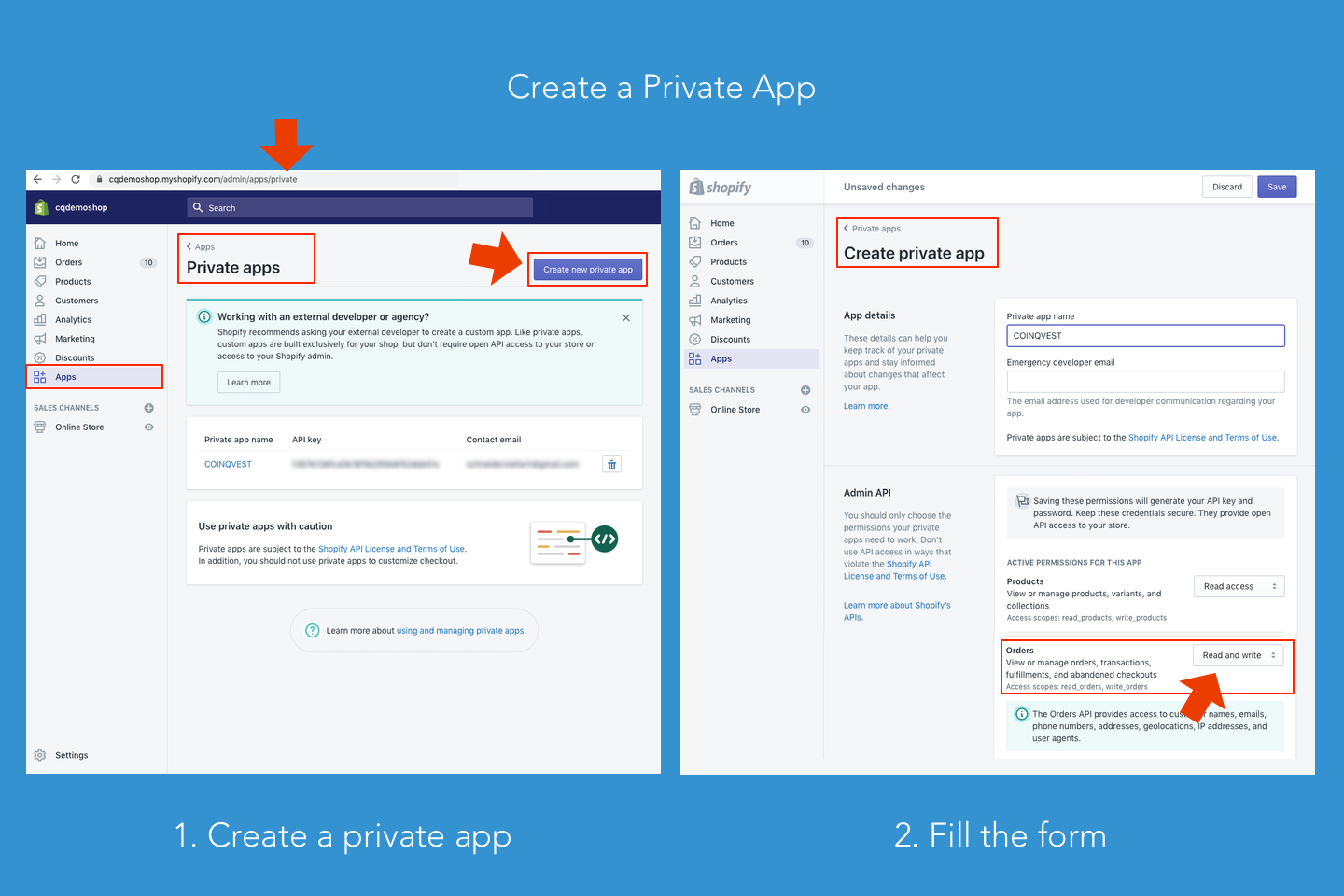 Create a private app